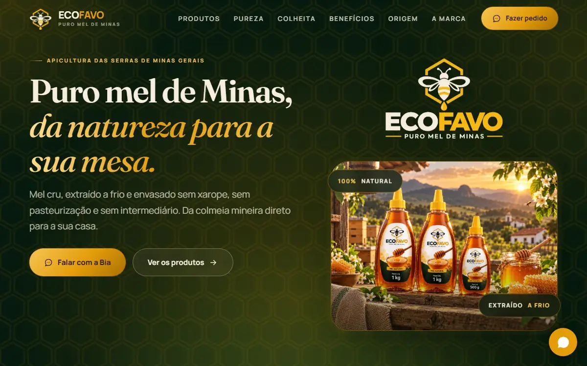 Página inicial do site ECOFAVO